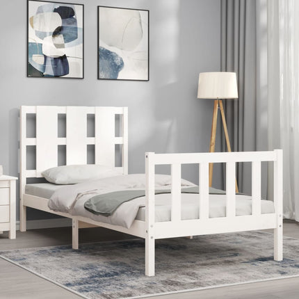 Letto senza Materasso Bianco 90x190 cm in Legno Massello Pino