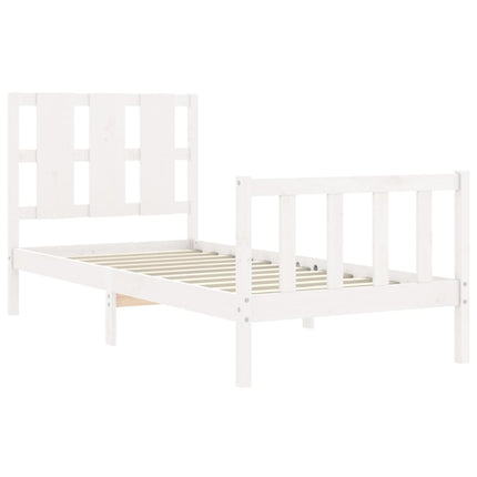 Letto senza Materasso Bianco 90x190 cm in Legno Massello Pino