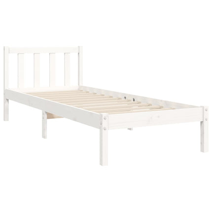 Letto senza Materasso Bianco 90x190 cm in Legno Massello Pino