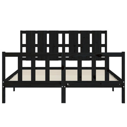 Giroletto con Testiera Nero King Size in Legno Massello