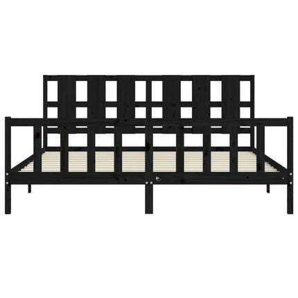 Giroletto con Testiera Nero 200x200 cm in Legno Massello