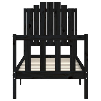 Giroletto con Testiera Nero Small Single in Legno Massello