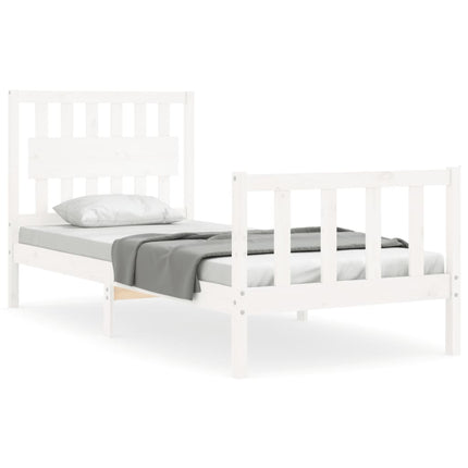 Giroletto con Testiera Bianco Single in Legno Massello