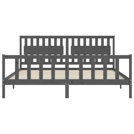 Giroletto con Testiera Grigio 200x200 cm in Legno Massello