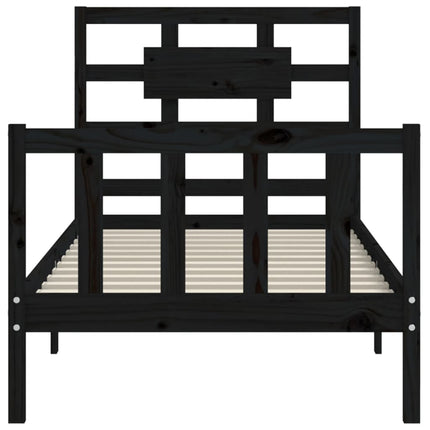 Giroletto con Testiera Nero Small Single in Legno Massello