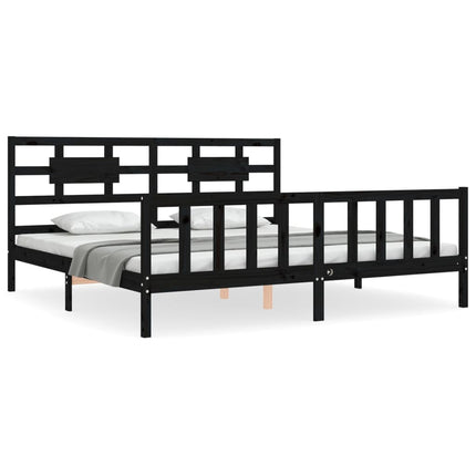 Giroletto con Testiera Nero Super King Size Legno Massello