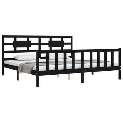 Giroletto con Testiera Nero Super King Size Legno Massello