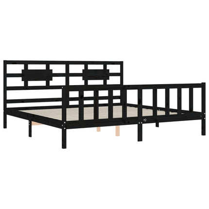Giroletto con Testiera Nero Super King Size Legno Massello