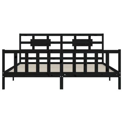Giroletto con Testiera Nero Super King Size Legno Massello