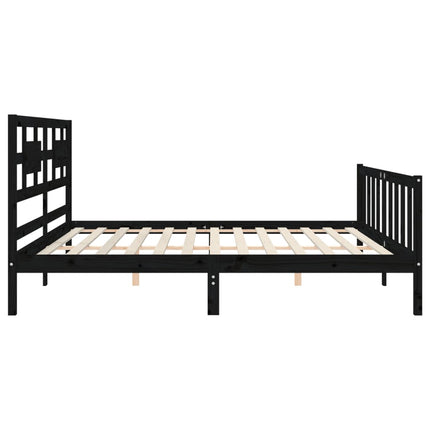 Giroletto con Testiera Nero Super King Size Legno Massello