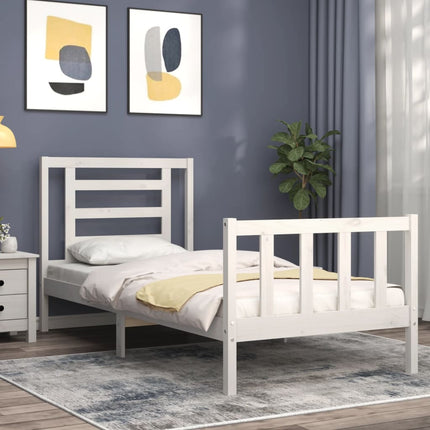 Giroletto con Testiera Bianco Small Single Legno Massello