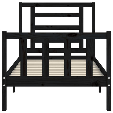 Giroletto con Testiera Nero Single in Legno Massello