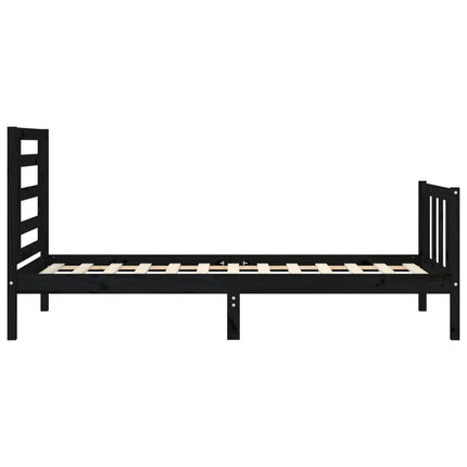 Giroletto con Testiera Nero Single in Legno Massello