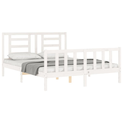 Giroletto con Testiera Bianco King Size in Legno Massello