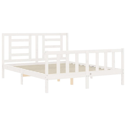 Giroletto con Testiera Bianco King Size in Legno Massello