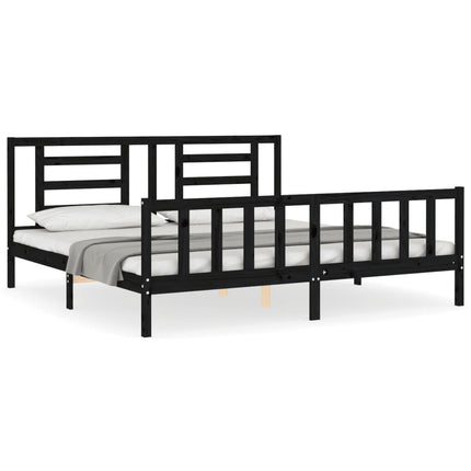 Giroletto con Testiera Nero Super King Size Legno Massello