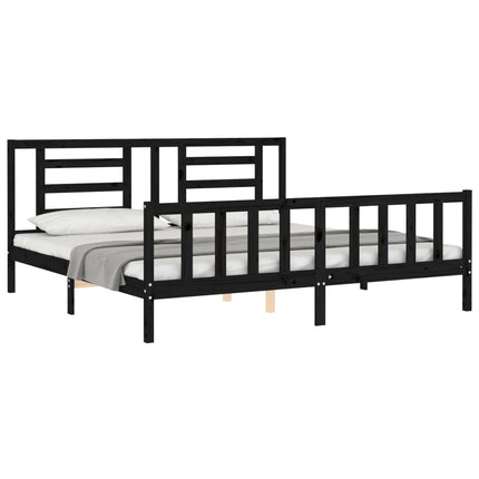 Giroletto con Testiera Nero Super King Size Legno Massello