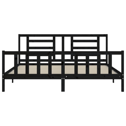Giroletto con Testiera Nero Super King Size Legno Massello