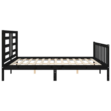Giroletto con Testiera Nero Super King Size Legno Massello