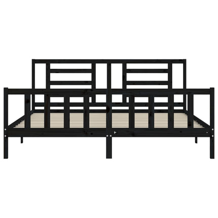 Giroletto con Testiera Nero 200x200 cm in Legno Massello