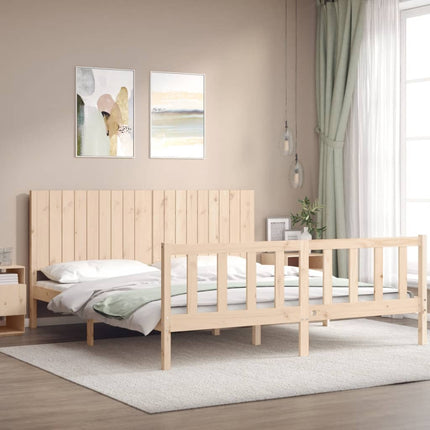Giroletto con Testiera Super King Size in Legno Massello