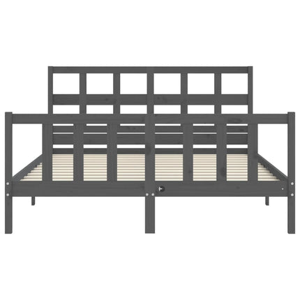 Giroletto con Testiera Grigio King Size in Legno Massello