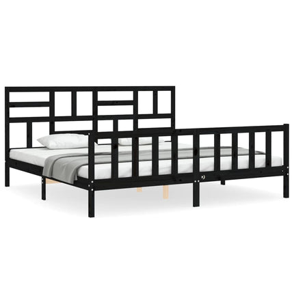 Giroletto con Testiera Nero Super King Size Legno Massello