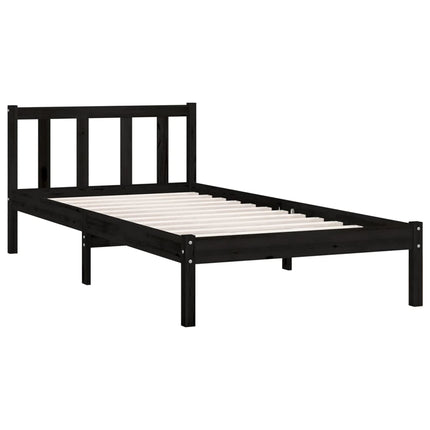 Giroletto con Testiera Nero Single in Legno Massello