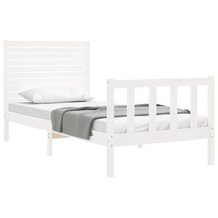 Giroletto con Testiera Bianco Small Single Legno Massello