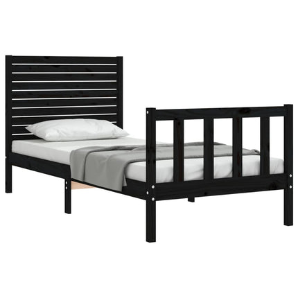 Giroletto con Testiera Nero Small Single in Legno Massello