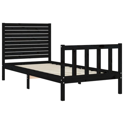 Giroletto con Testiera Nero Small Single in Legno Massello