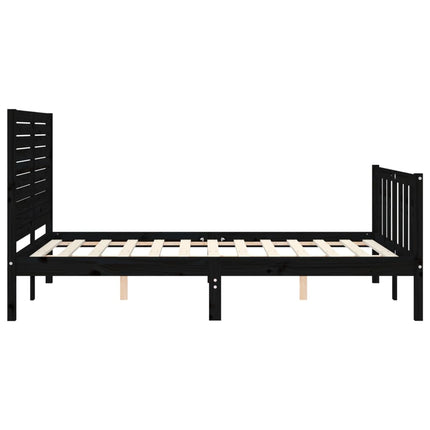 Giroletto con Testiera Nero 120x200 cm in Legno Massello