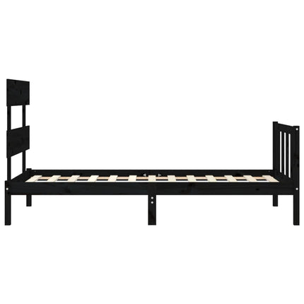 Giroletto con Testiera Nero 90x200 cm in Legno Massello