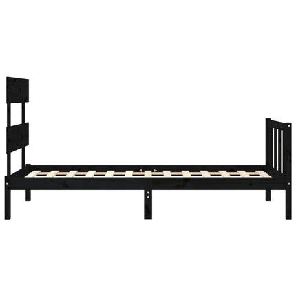 Giroletto con Testiera Nero 100x200 cm in Legno Massello