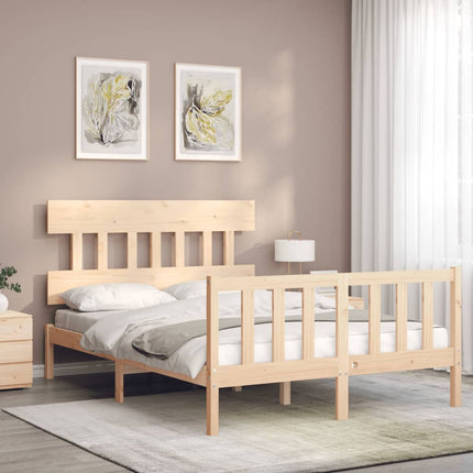 Letto senza Materasso 140x190 cm in Legno Massello di Pino