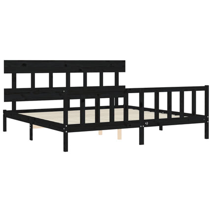 Giroletto con Testiera Nero Super King Size Legno Massello