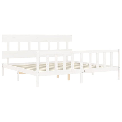 Giroletto senza Materasso Bianco 200x200 cm Legno Massello Pino