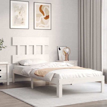 Giroletto con Testiera Bianco Small Single Legno Massello