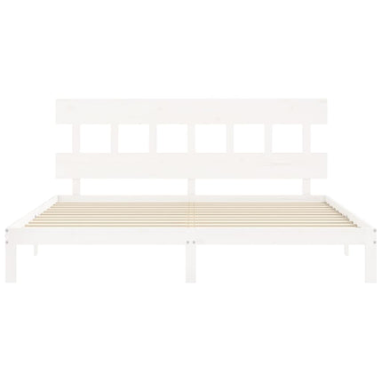 Giroletto Testiera Bianco Super King Size in Legno Massello