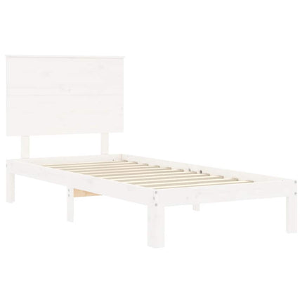 Giroletto con Testiera Bianco Single in Legno Massello