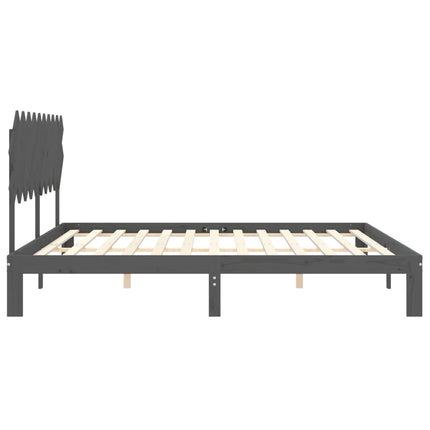 Giroletto con Testiera Grigio 200x200 cm in Legno Massello
