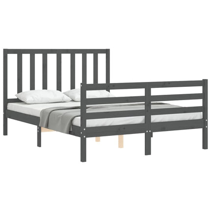 Giroletto con Testiera Grigio 140x190 cm in Legno Massello
