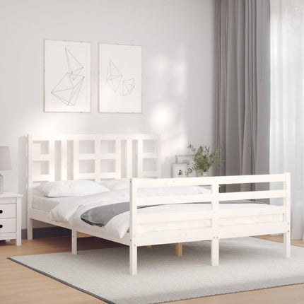 Letto senza Materasso Bianco 140x190 cm Legno Massello di Pino