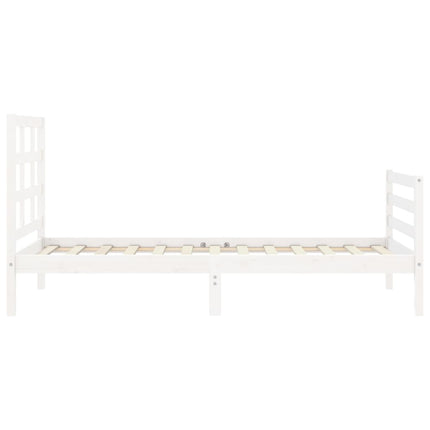 Giroletto con Testiera Bianco 90x200 cm in Legno Massello