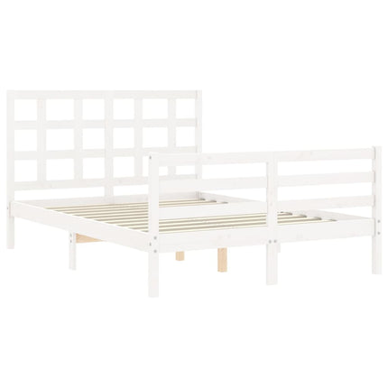 Giroletto con Testiera Bianco 140x200 cm in Legno Massello