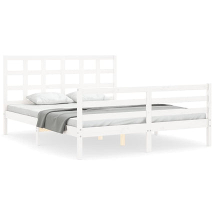 Giroletto con Testiera Bianco King Size in Legno Massello