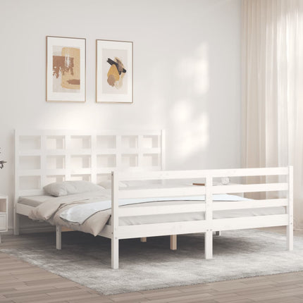 Giroletto con Testiera Bianco King Size in Legno Massello