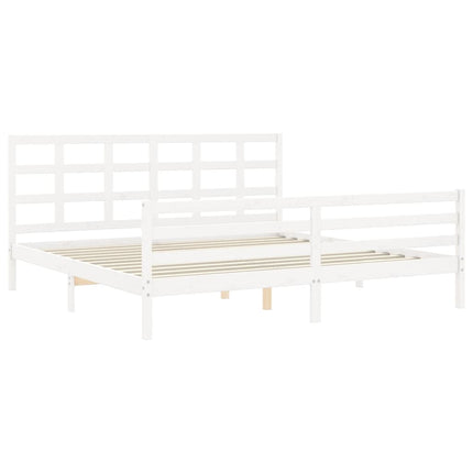 Giroletto Testiera Bianco Super King Size in Legno Massello