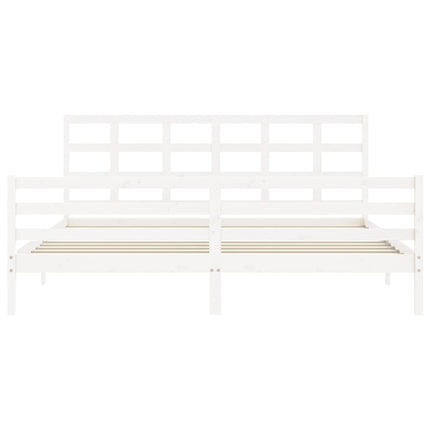 Giroletto Testiera Bianco Super King Size in Legno Massello