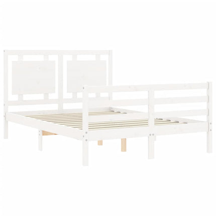 Giroletto con Testiera Bianco 140x190 cm in Legno Massello